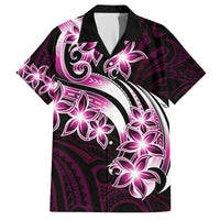 Plumeria Tribal Tattoo Family Matching Off The Shoulder Long Sleeve Dress and Hawaiian Shirt Pink Polynesian Pattern LT9 Dad's Shirt - Short Sleeve Pink - Polynesian Pride
