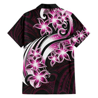 Plumeria Tribal Tattoo Family Matching Off The Shoulder Long Sleeve Dress and Hawaiian Shirt Pink Polynesian Pattern LT9 - Polynesian Pride