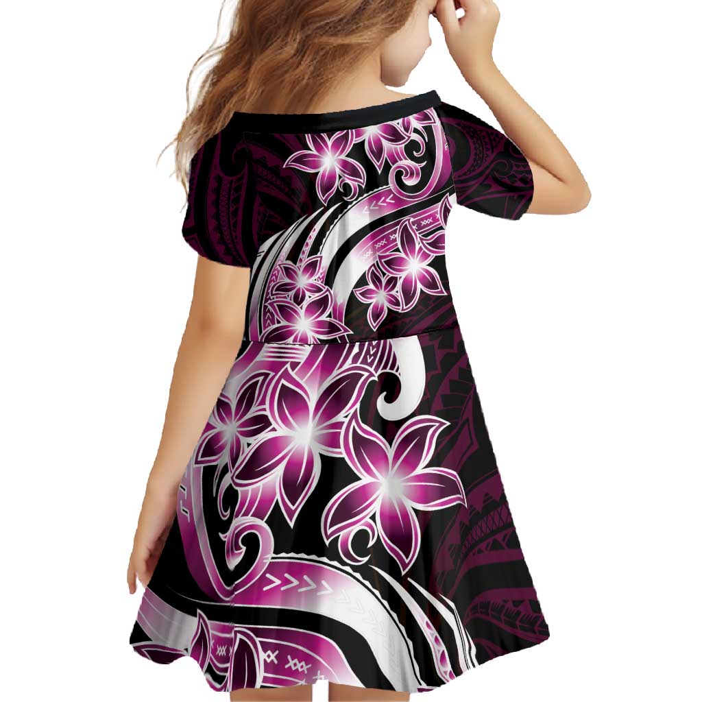 Plumeria Tribal Tattoo Family Matching Off Shoulder Maxi Dress and Hawaiian Shirt Pink Polynesian Pattern