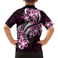 Plumeria Tribal Tattoo Family Matching Short Sleeve Bodycon Dress and Hawaiian Shirt Pink Polynesian Pattern LT9 - Polynesian Pride
