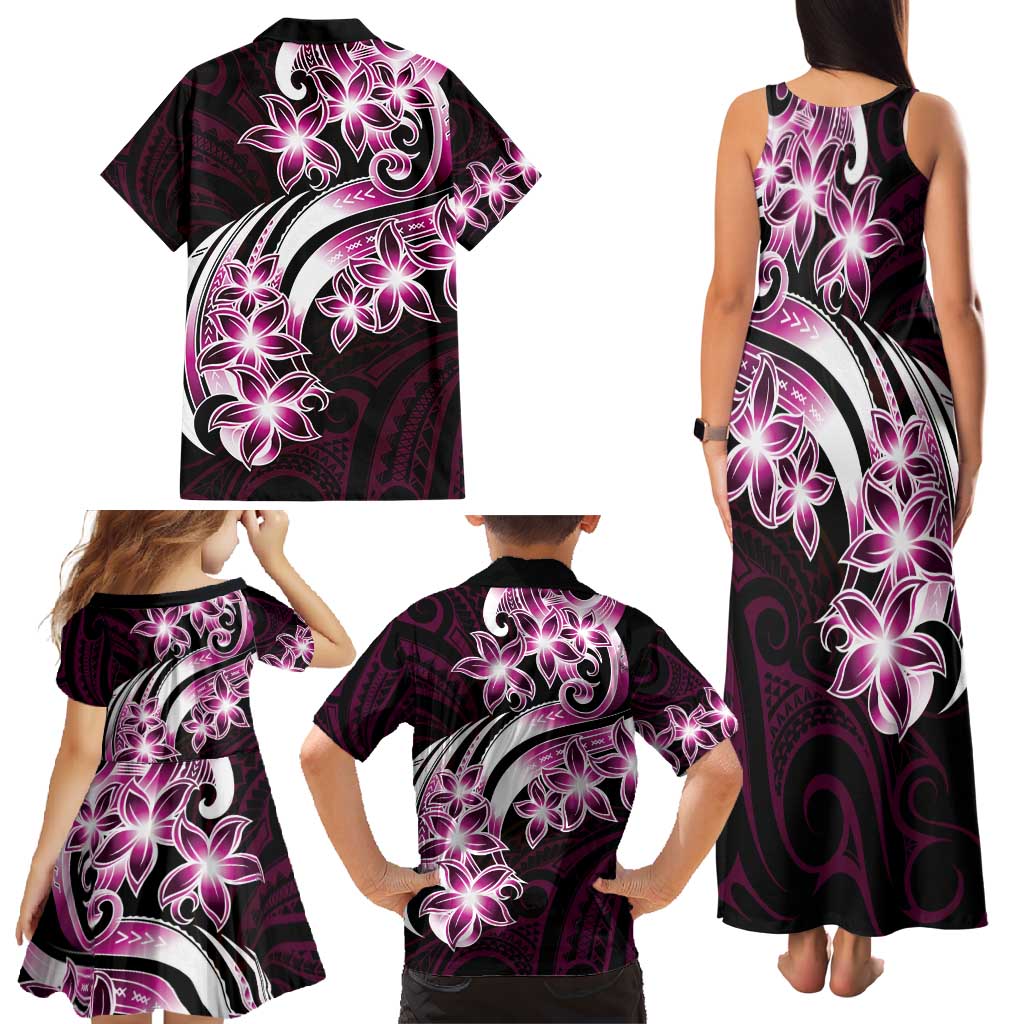 Plumeria Tribal Tattoo Family Matching Tank Maxi Dress and Hawaiian Shirt Pink Polynesian Pattern LT9 - Polynesian Pride
