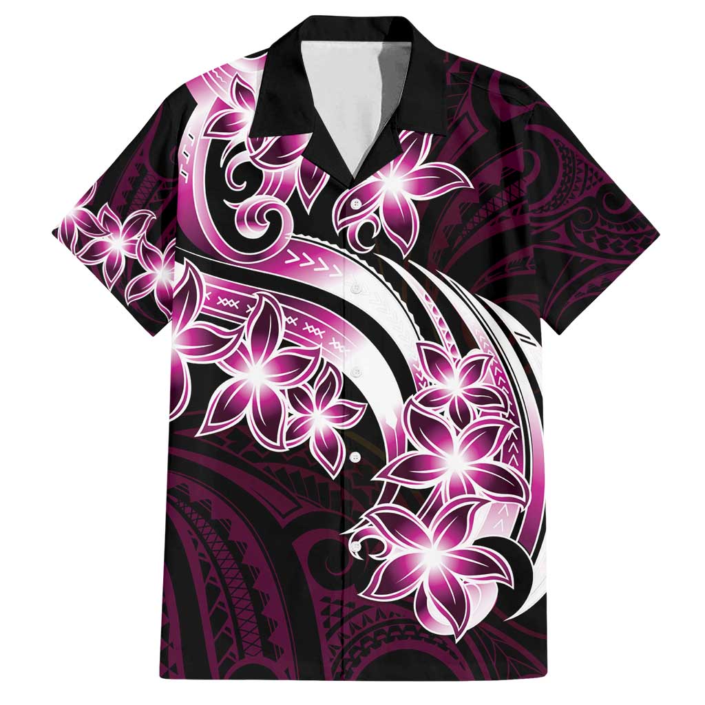 Plumeria Tribal Tattoo Family Matching Tank Maxi Dress and Hawaiian Shirt Pink Polynesian Pattern LT9 Dad's Shirt - Short Sleeve Pink - Polynesian Pride