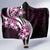 Plumeria Tribal Tattoo Hooded Blanket Pink Polynesian Pattern