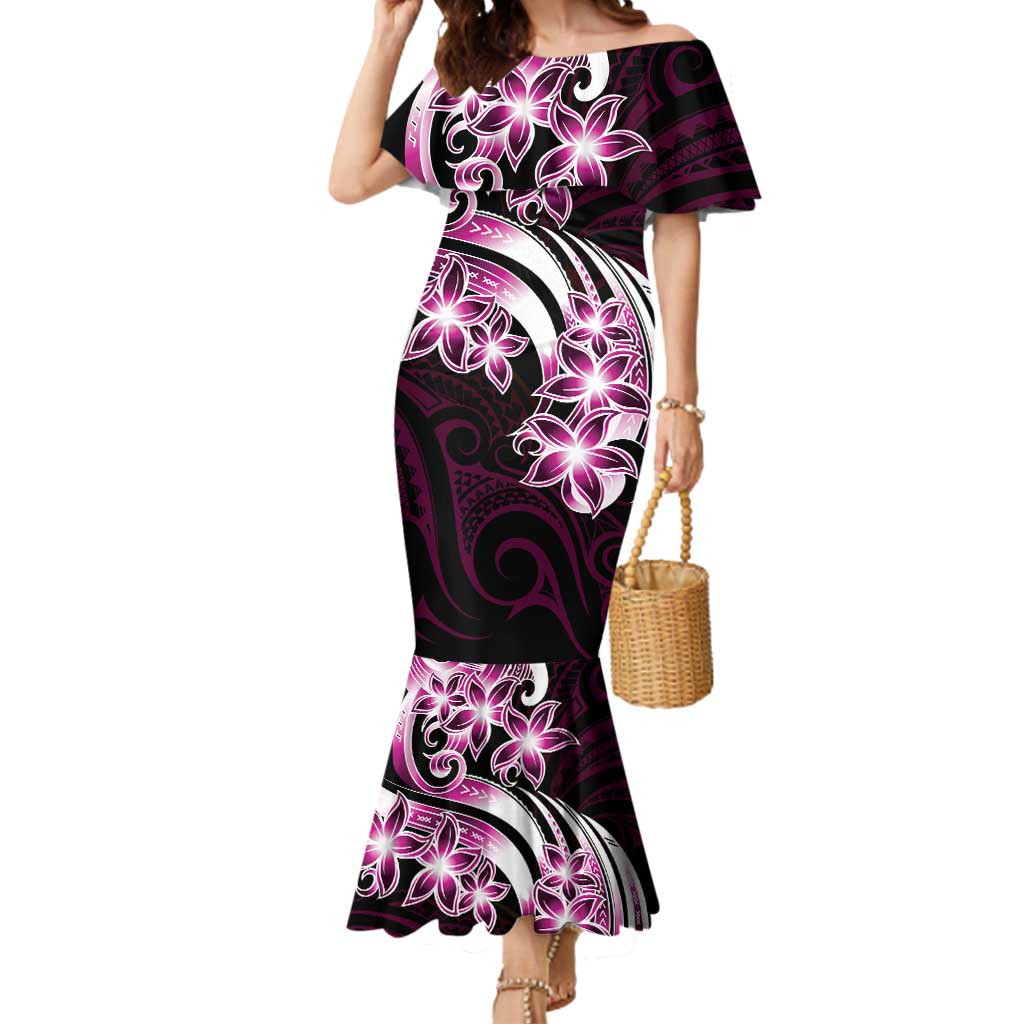 Plumeria Tribal Tattoo Mermaid Dress Pink Polynesian Pattern LT9 Women Pink - Polynesian Pride