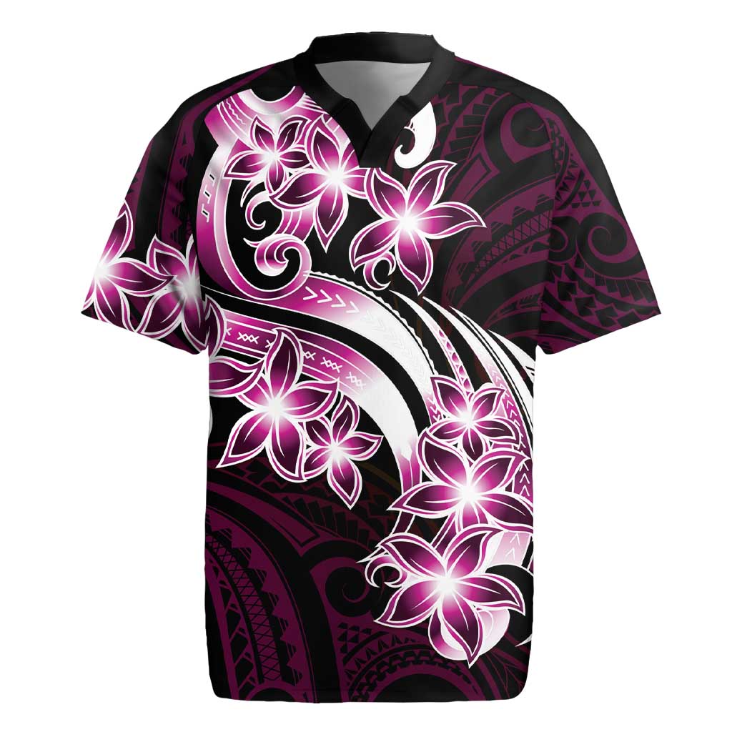 Plumeria Tribal Tattoo Rugby Jersey Pink Polynesian Pattern LT9 Pink - Polynesian Pride