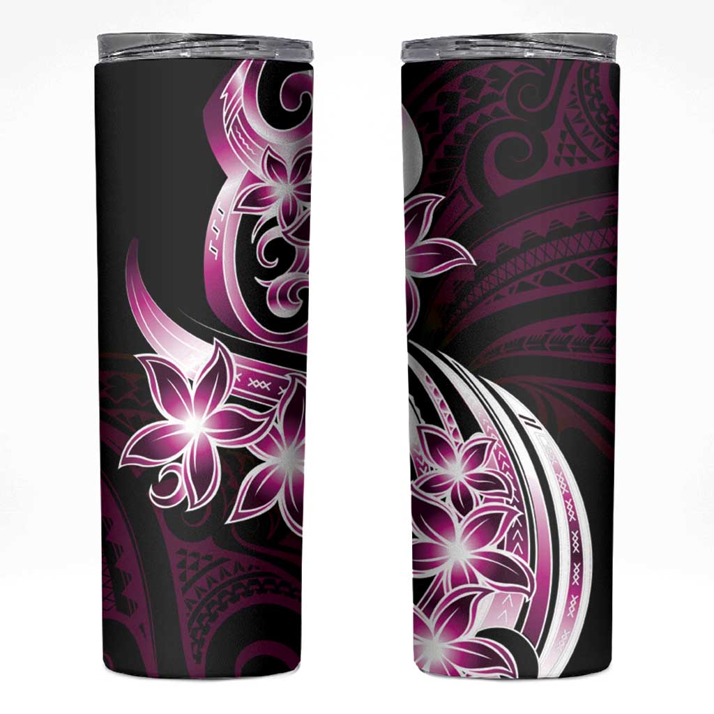 Plumeria Tribal Tattoo Skinny Tumbler Pink Polynesian Pattern LT9 Pink - Polynesian Pride