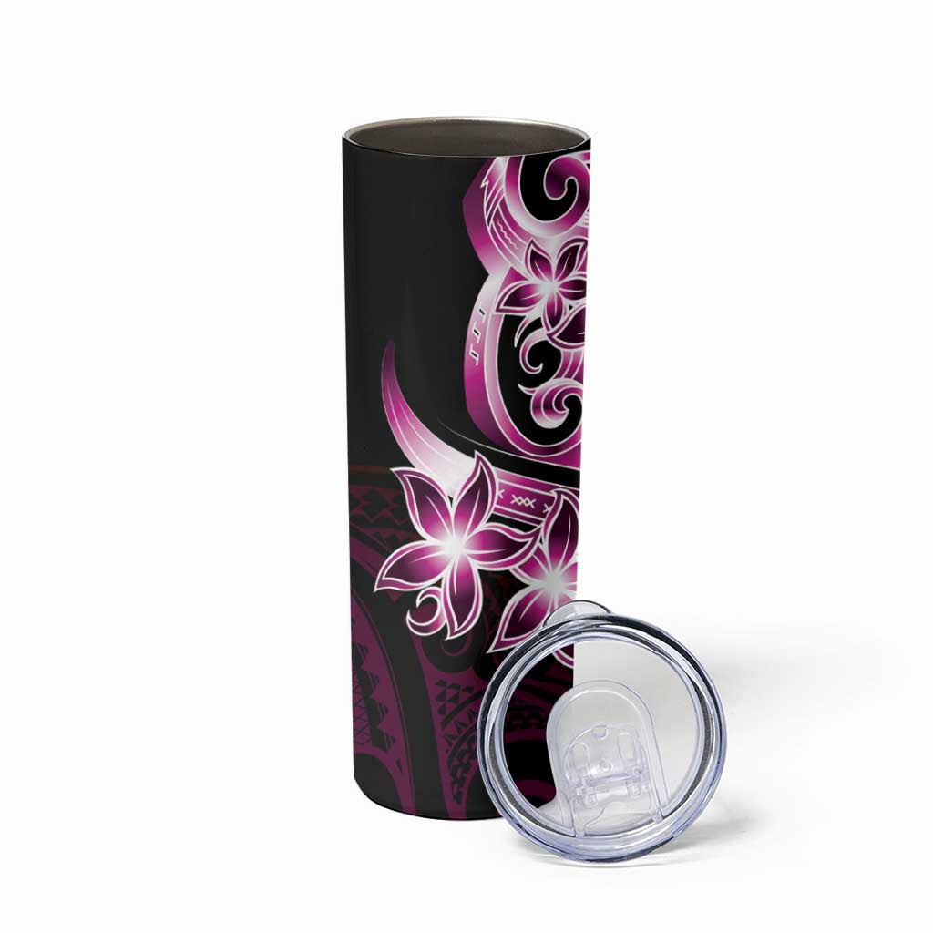 Plumeria Tribal Tattoo Skinny Tumbler Pink Polynesian Pattern LT9 - Polynesian Pride