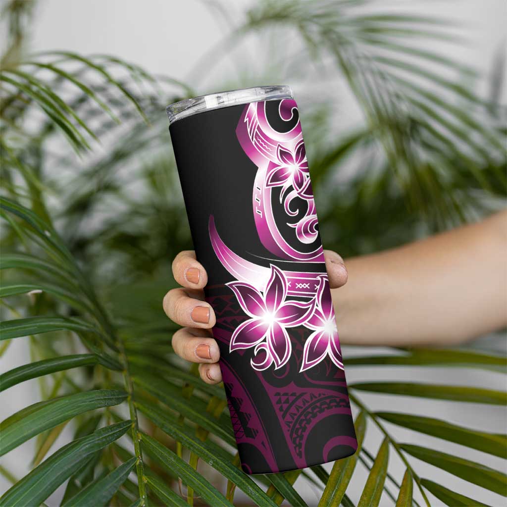 Plumeria Tribal Tattoo Skinny Tumbler Pink Polynesian Pattern LT9 - Polynesian Pride