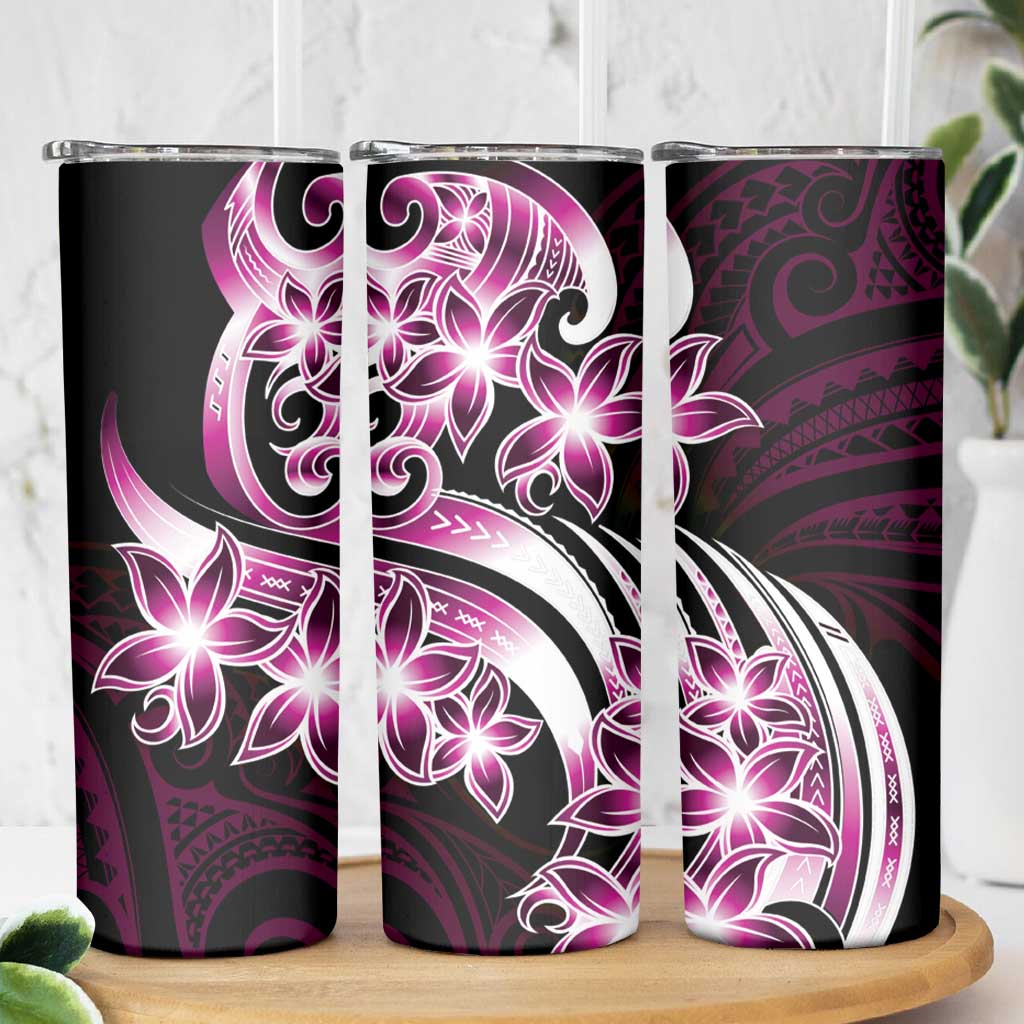 Plumeria Tribal Tattoo Skinny Tumbler Pink Polynesian Pattern LT9 - Polynesian Pride