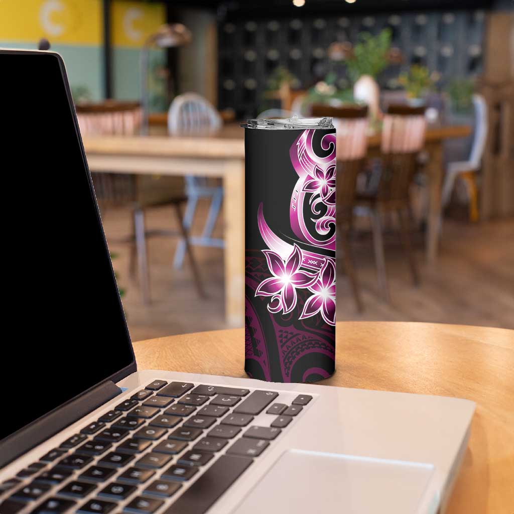 Plumeria Tribal Tattoo Skinny Tumbler Pink Polynesian Pattern LT9 - Polynesian Pride
