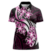 Plumeria Tribal Tattoo Women Polo Shirt Pink Polynesian Pattern LT9 Female Pink - Polynesian Pride