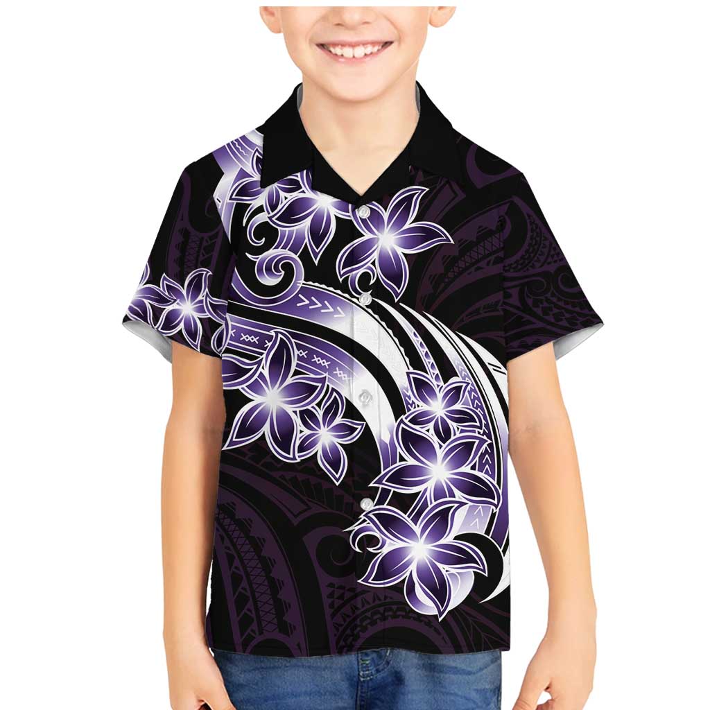 Plumeria Tribal Tattoo Family Matching Mermaid Dress and Hawaiian Shirt Purple Polynesian Pattern LT9 Son's Shirt Purple - Polynesian Pride