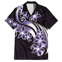 Plumeria Tribal Tattoo Family Matching Off Shoulder Maxi Dress and Hawaiian Shirt Purple Polynesian Pattern LT9 Dad's Shirt - Short Sleeve Purple - Polynesian Pride