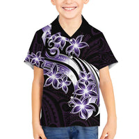 Plumeria Tribal Tattoo Family Matching Off Shoulder Maxi Dress and Hawaiian Shirt Purple Polynesian Pattern LT9 Son's Shirt Purple - Polynesian Pride