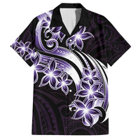 Plumeria Tribal Tattoo Family Matching Off Shoulder Short Dress and Hawaiian Shirt Purple Polynesian Pattern LT9 Dad's Shirt - Short Sleeve Purple - Polynesian Pride