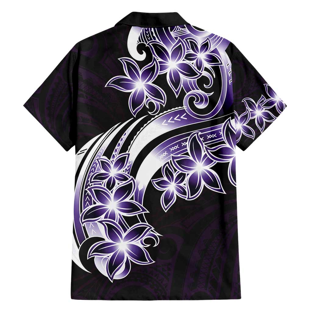 Plumeria Tribal Tattoo Family Matching Short Sleeve Bodycon Dress and Hawaiian Shirt Purple Polynesian Pattern LT9 - Polynesian Pride