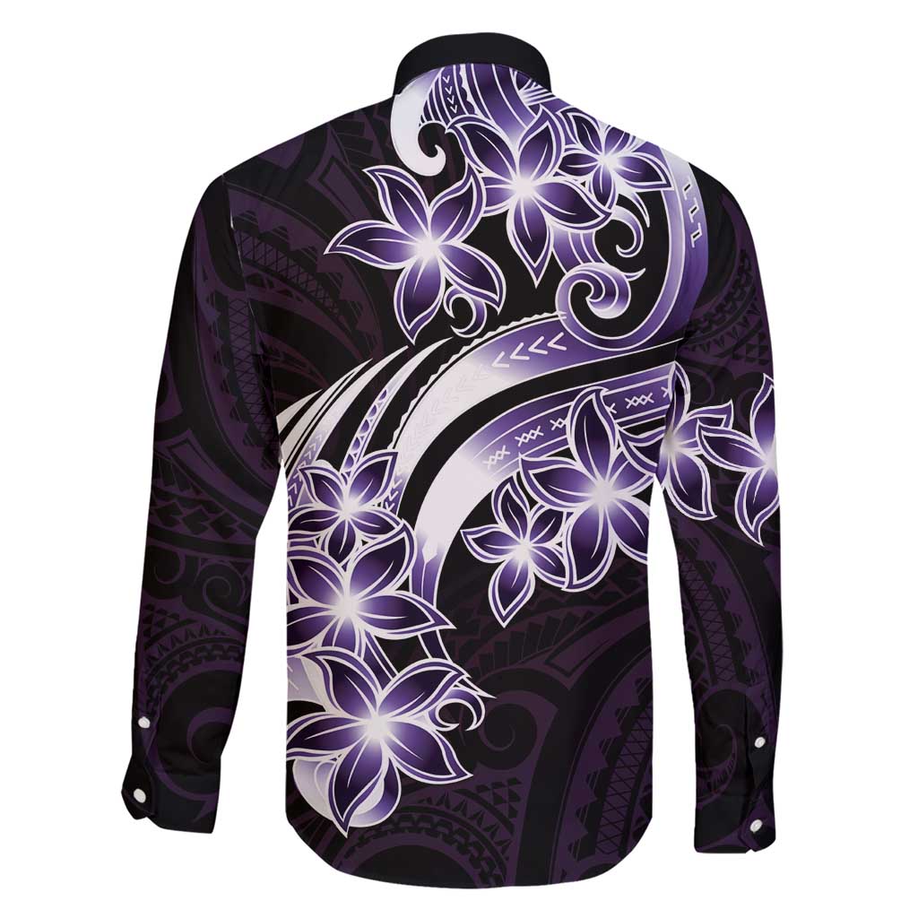 Plumeria Tribal Tattoo Family Matching Short Sleeve Bodycon Dress and Hawaiian Shirt Purple Polynesian Pattern LT9 - Polynesian Pride
