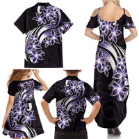 Plumeria Tribal Tattoo Family Matching Summer Maxi Dress and Hawaiian Shirt Purple Polynesian Pattern LT9 - Polynesian Pride
