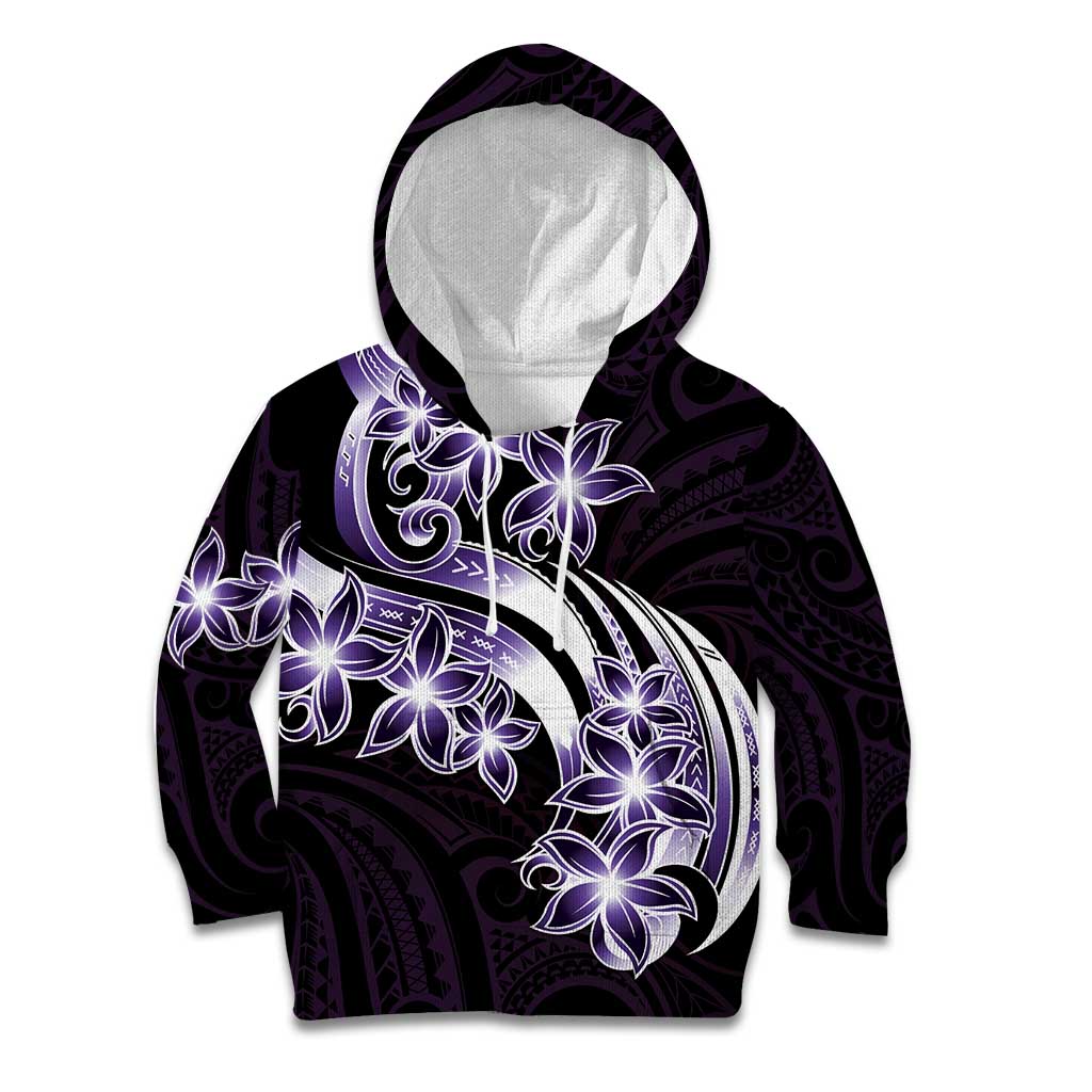 Plumeria Tribal Tattoo Kid Hoodie Purple Polynesian Pattern LT9 Hoodie Purple - Polynesian Pride