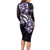 Plumeria Tribal Tattoo Long Sleeve Bodycon Dress Purple Polynesian Pattern