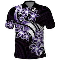 Plumeria Tribal Tattoo Polo Shirt Purple Polynesian Pattern