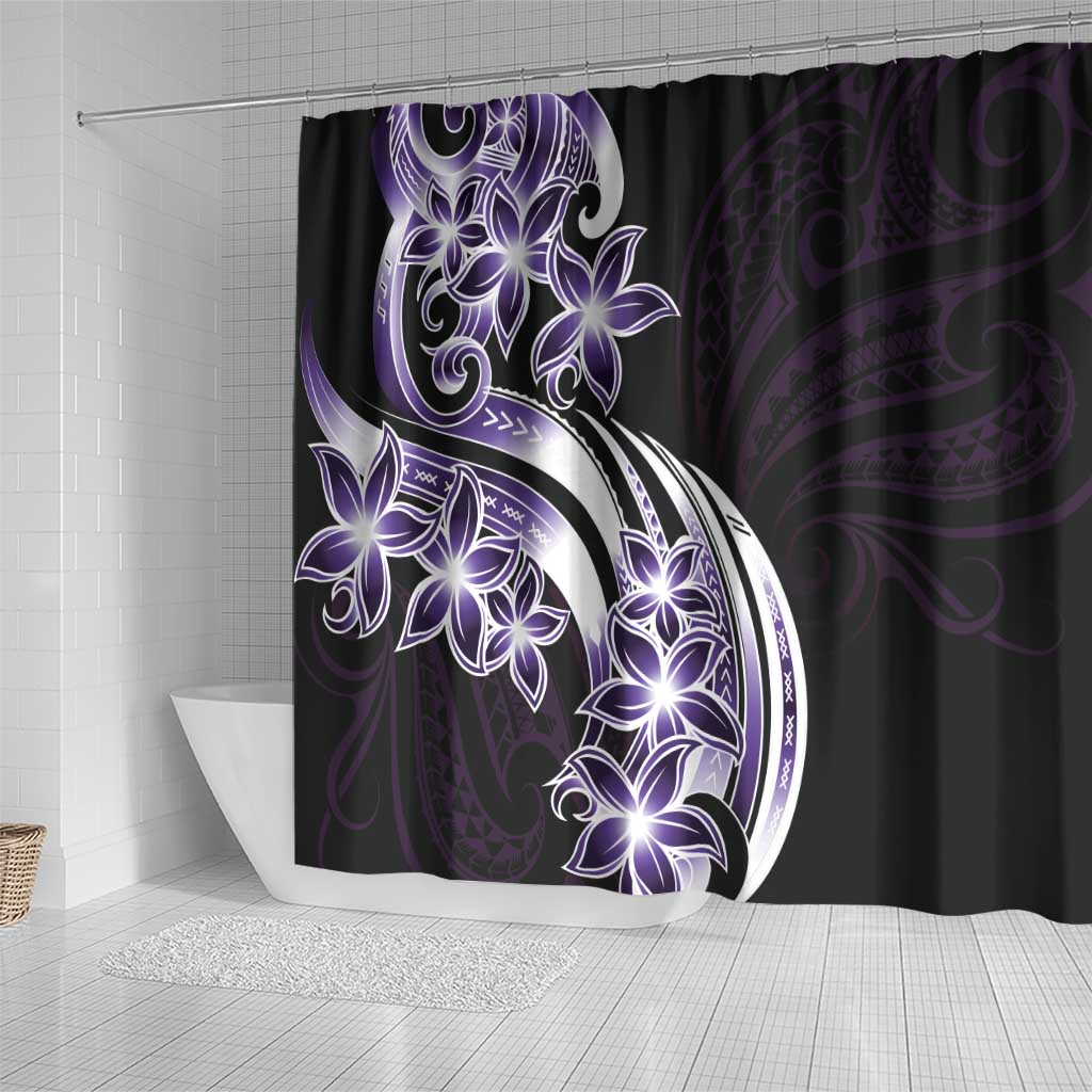 Plumeria Tribal Tattoo Shower Curtain Purple Polynesian Pattern LT9 - Polynesian Pride