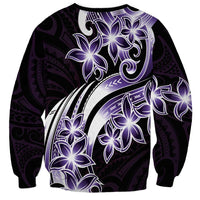 Plumeria Tribal Tattoo Sweatshirt Purple Polynesian Pattern