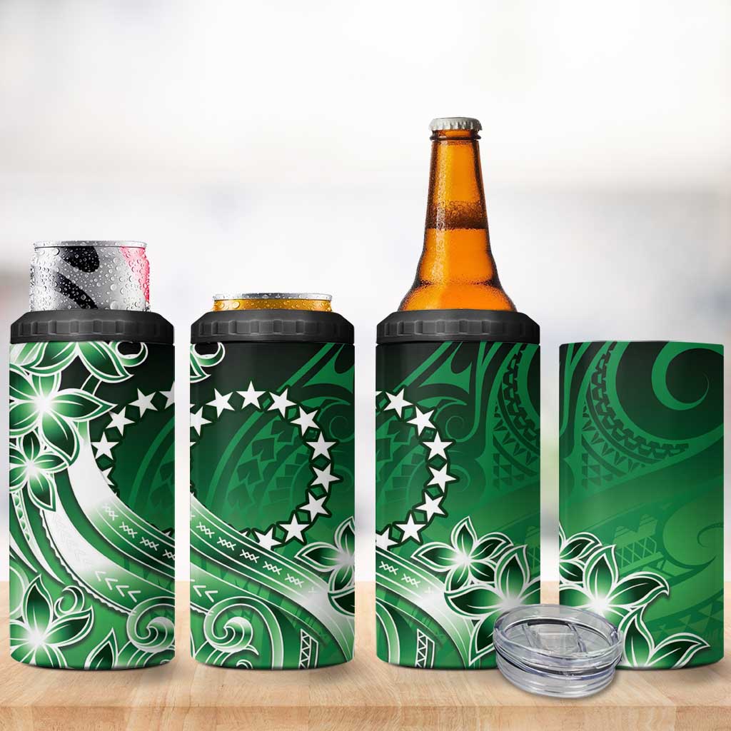 Cook Islands Tattoo 4 in 1 Can Cooler Tumbler Plumeria Polynesian Pattern LT9 - Polynesian Pride
