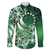 Cook Islands Tattoo Family Matching Long Sleeve Bodycon Dress and Hawaiian Shirt Plumeria Polynesian Pattern LT9 Dad's Shirt - Long Sleeve Green - Polynesian Pride