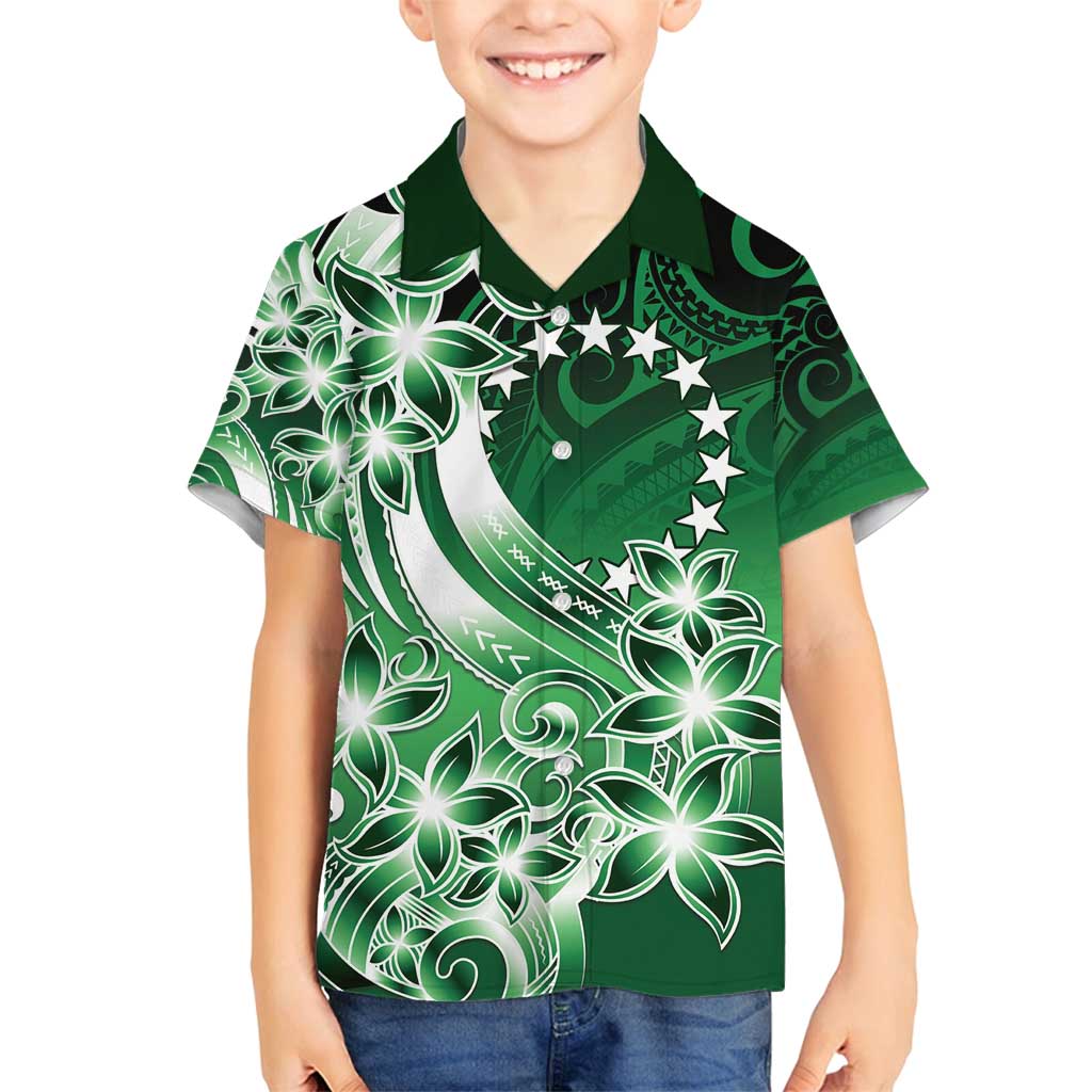 Cook Islands Tattoo Family Matching Long Sleeve Bodycon Dress and Hawaiian Shirt Plumeria Polynesian Pattern LT9 Son's Shirt Green - Polynesian Pride