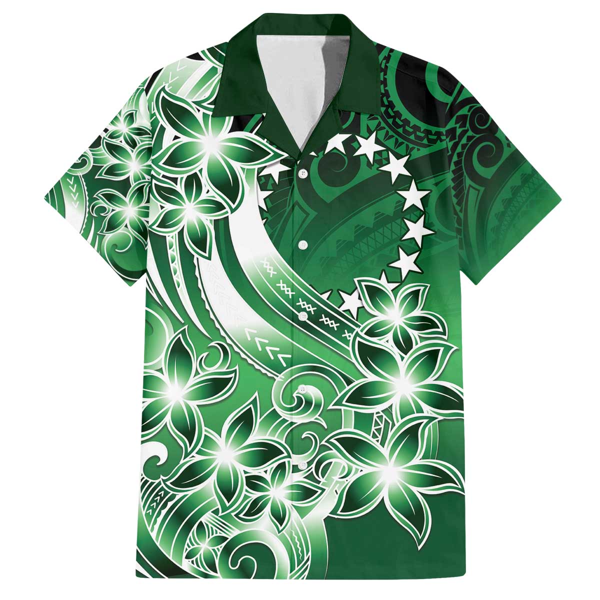 Cook Islands Tattoo Family Matching Off The Shoulder Long Sleeve Dress and Hawaiian Shirt Plumeria Polynesian Pattern LT9 Dad's Shirt - Short Sleeve Green - Polynesian Pride