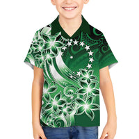 Cook Islands Tattoo Family Matching Off The Shoulder Long Sleeve Dress and Hawaiian Shirt Plumeria Polynesian Pattern LT9 Son's Shirt Green - Polynesian Pride