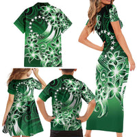 Cook Islands Tattoo Family Matching Short Sleeve Bodycon Dress and Hawaiian Shirt Plumeria Polynesian Pattern LT9 - Polynesian Pride