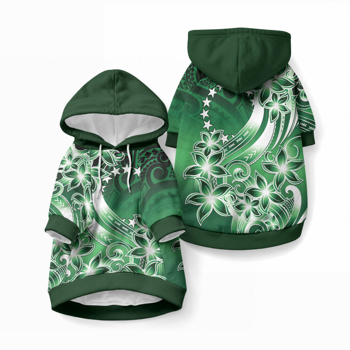 Cook Islands Tattoo Pet Hoodie Plumeria Polynesian Pattern LT9 Pullover Green - Polynesian Pride