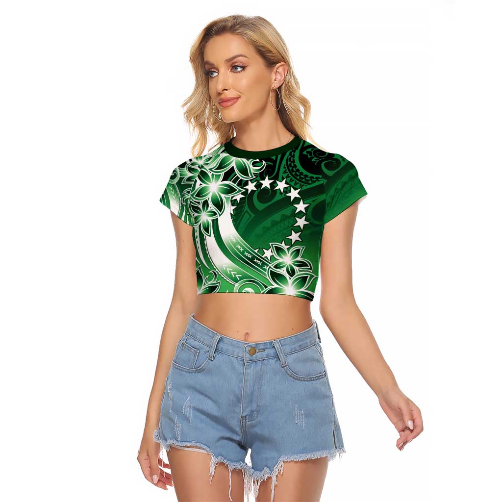 Cook Islands Tattoo Raglan Cropped T Shirt Plumeria Polynesian Pattern