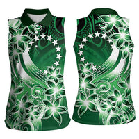 Cook Islands Tattoo Women Sleeveless Polo Shirt Plumeria Polynesian Pattern