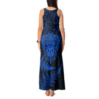 New Zealand Rugby Tank Maxi Dress Silver Fern All Black Mix Ta Moko Blue Style LT9 - Polynesian Pride