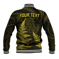 Personalised New Zealand Rugby Baseball Jacket Aotearoa Ka Mate Haka All Black Mix Ta Moko Gold Style LT9 - Polynesian Pride