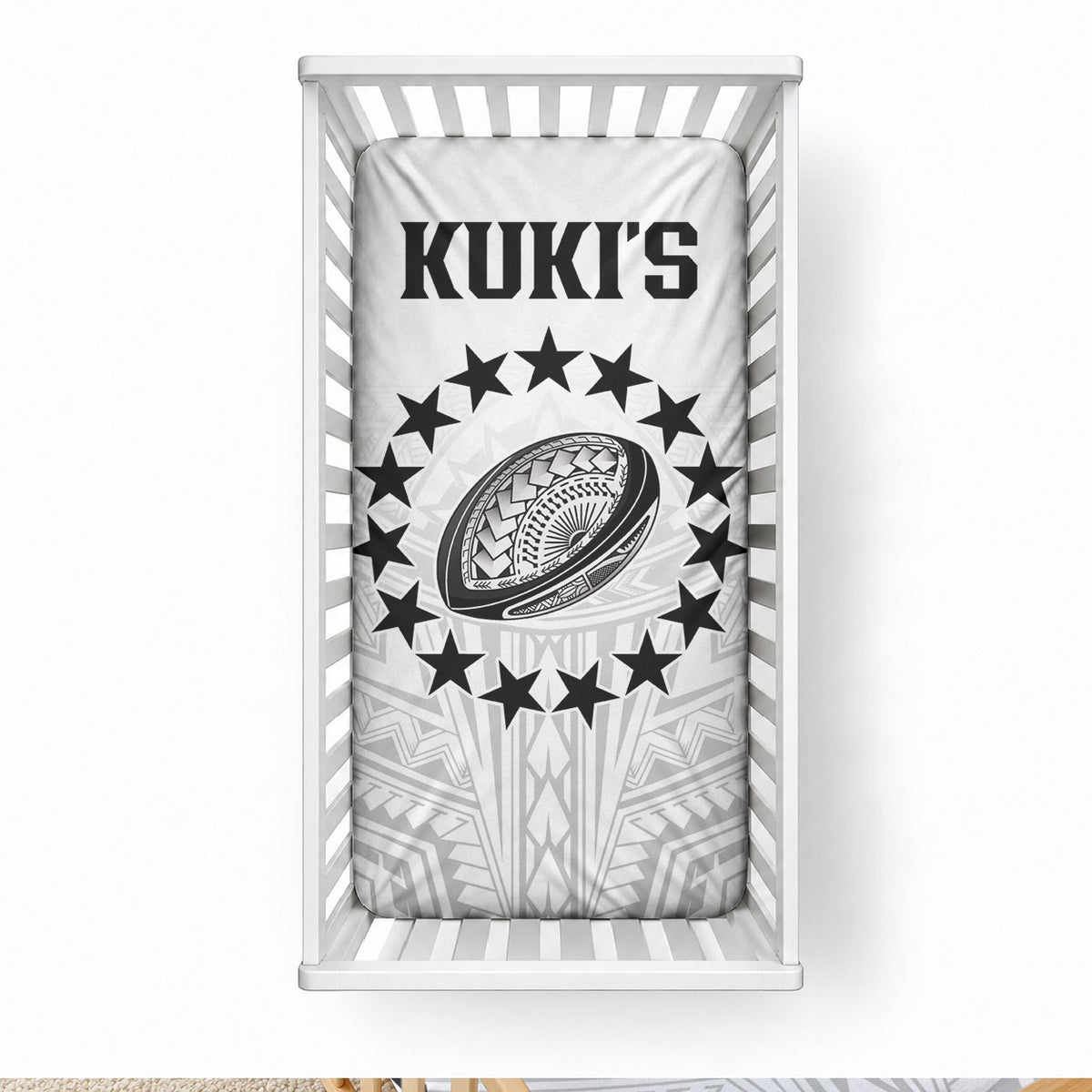 World Rugby Cook Islands Baby Bed Cover Kukis Make History LT9 28 × 52 in White - Polynesian Pride