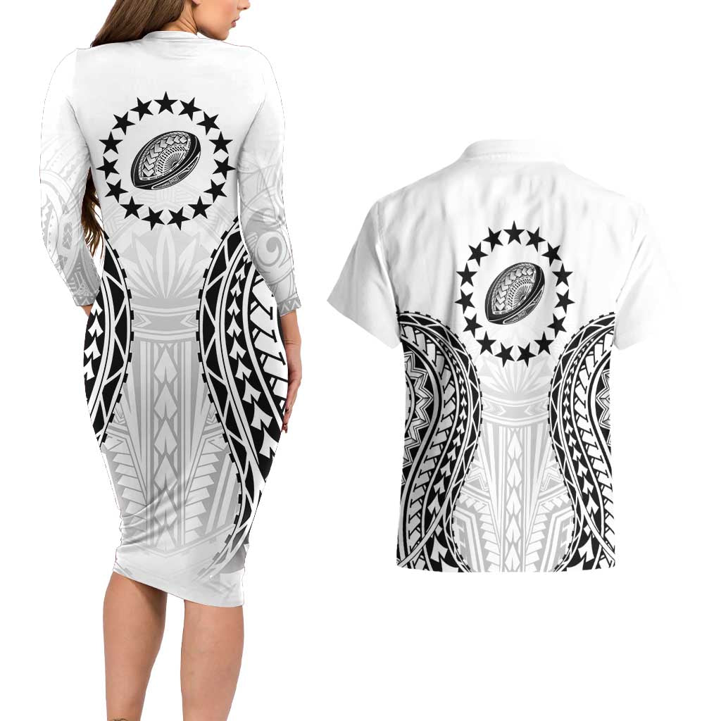 World Rugby Cook Islands Couples Matching Long Sleeve Bodycon Dress and Hawaiian Shirt Kukis Make History - Polynesian Pride