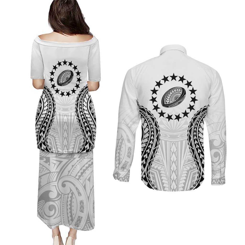 World Rugby Cook Islands Couples Matching Puletasi and Long Sleeve Button Shirt Kukis Make History LT9 - Polynesian Pride