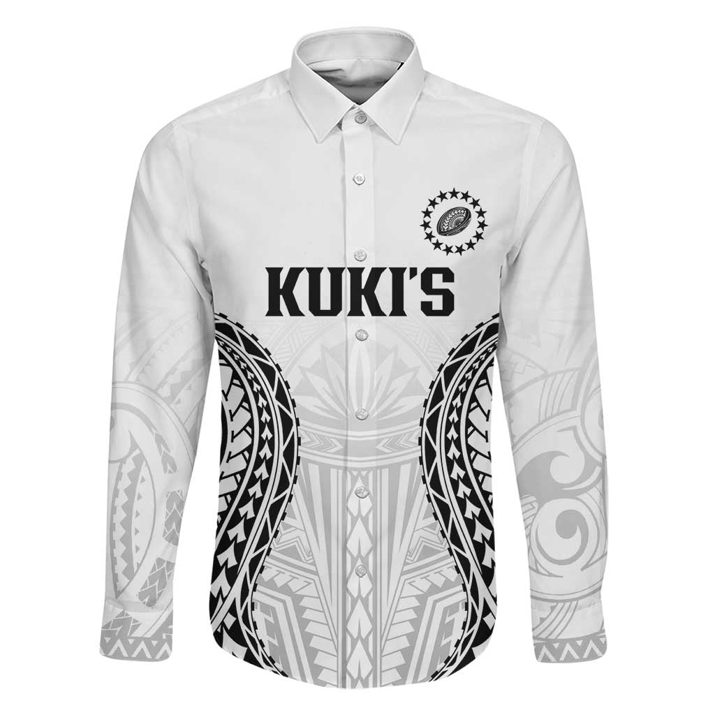 World Rugby Cook Islands Family Matching Mermaid Dress and Hawaiian Shirt Kukis Make History LT9 Dad's Shirt - Long Sleeve White - Polynesian Pride
