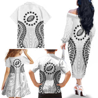 World Rugby Cook Islands Family Matching Off The Shoulder Long Sleeve Dress and Hawaiian Shirt Kukis Make History LT9 - Polynesian Pride