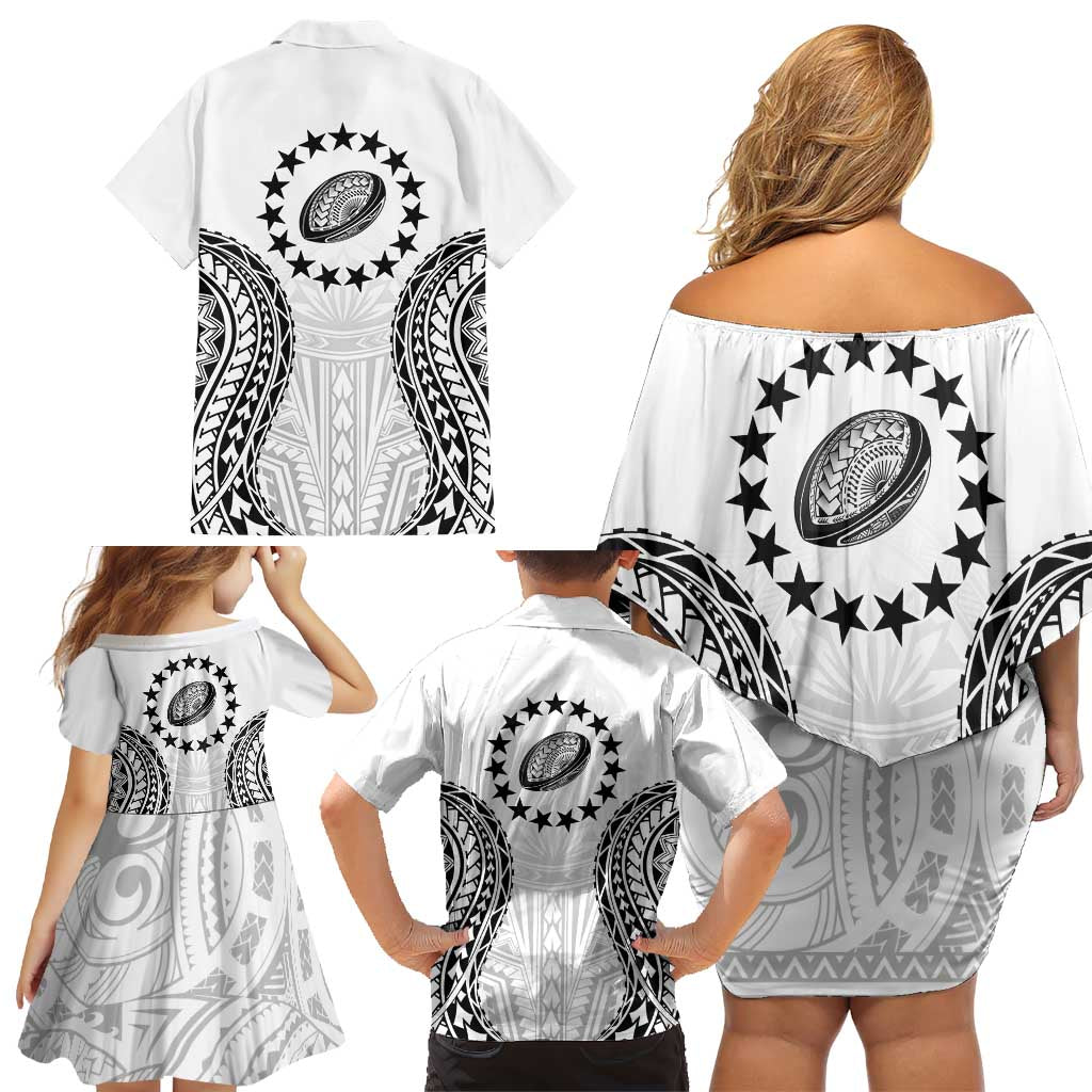 World Rugby Cook Islands Family Matching Off Shoulder Short Dress and Hawaiian Shirt Kukis Make History - Polynesian Pride