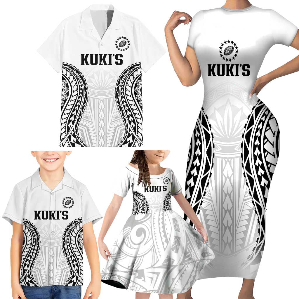 World Rugby Cook Islands Family Matching Short Sleeve Bodycon Dress and Hawaiian Shirt Kukis Make History LT9 - Polynesian Pride