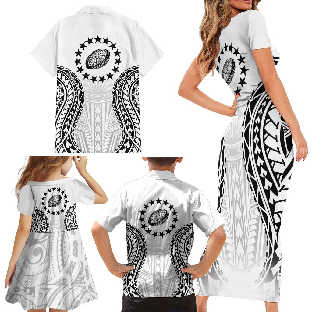 World Rugby Cook Islands Family Matching Short Sleeve Bodycon Dress and Hawaiian Shirt Kukis Make History LT9 - Polynesian Pride