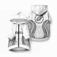 World Rugby Cook Islands Pet Hoodie Kukis Make History LT9 Zip-up White - Polynesian Pride