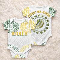 World Rugby Cook Islands Baby Onesie White Polynesian Tribal Pattern LT9 - Polynesian Pride