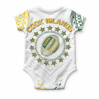World Rugby Cook Islands Baby Onesie White Polynesian Tribal Pattern LT9 - Polynesian Pride