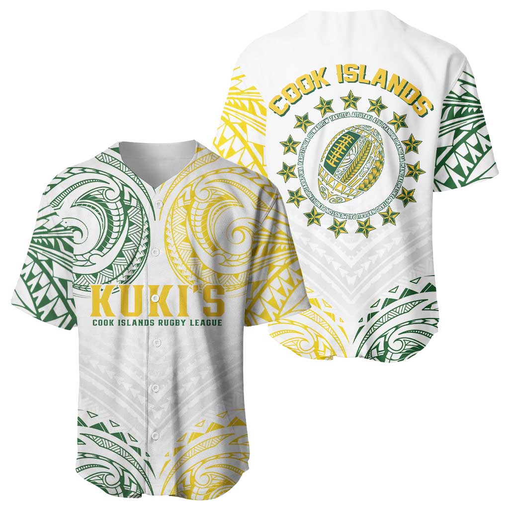 World Rugby Cook Islands Baseball Jersey White Polynesian Tribal Pattern - Polynesian Pride